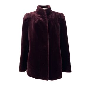 Elegant Vintage Burgundy Faux Fur Coat